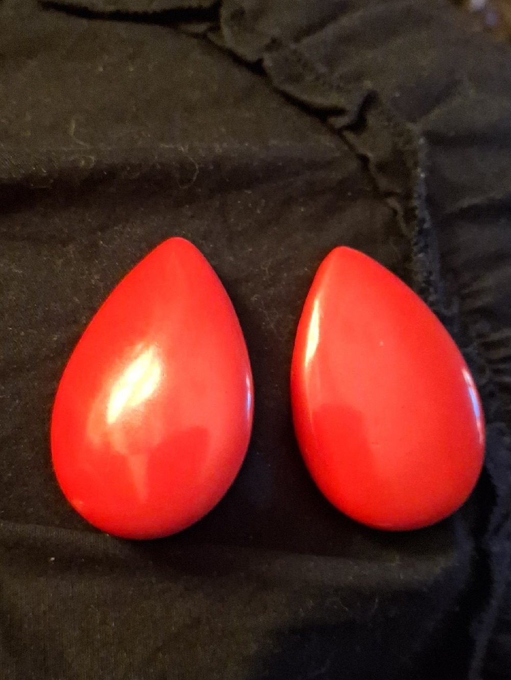 Red Teardrop Women Clip On Earrings Acrylic Classic Red